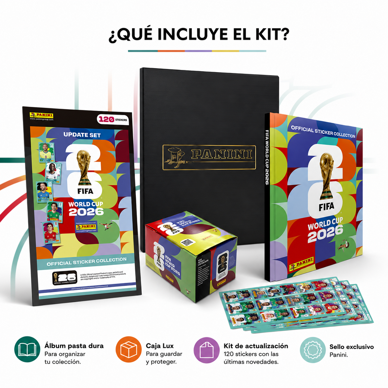Combo Álbum Pasta Dura, Display X 104 Sobres, Kit De Actualización COPA MUNDIAL DE LA FIFA 2026™, Sticker Álbum Completo Y Caja Lux