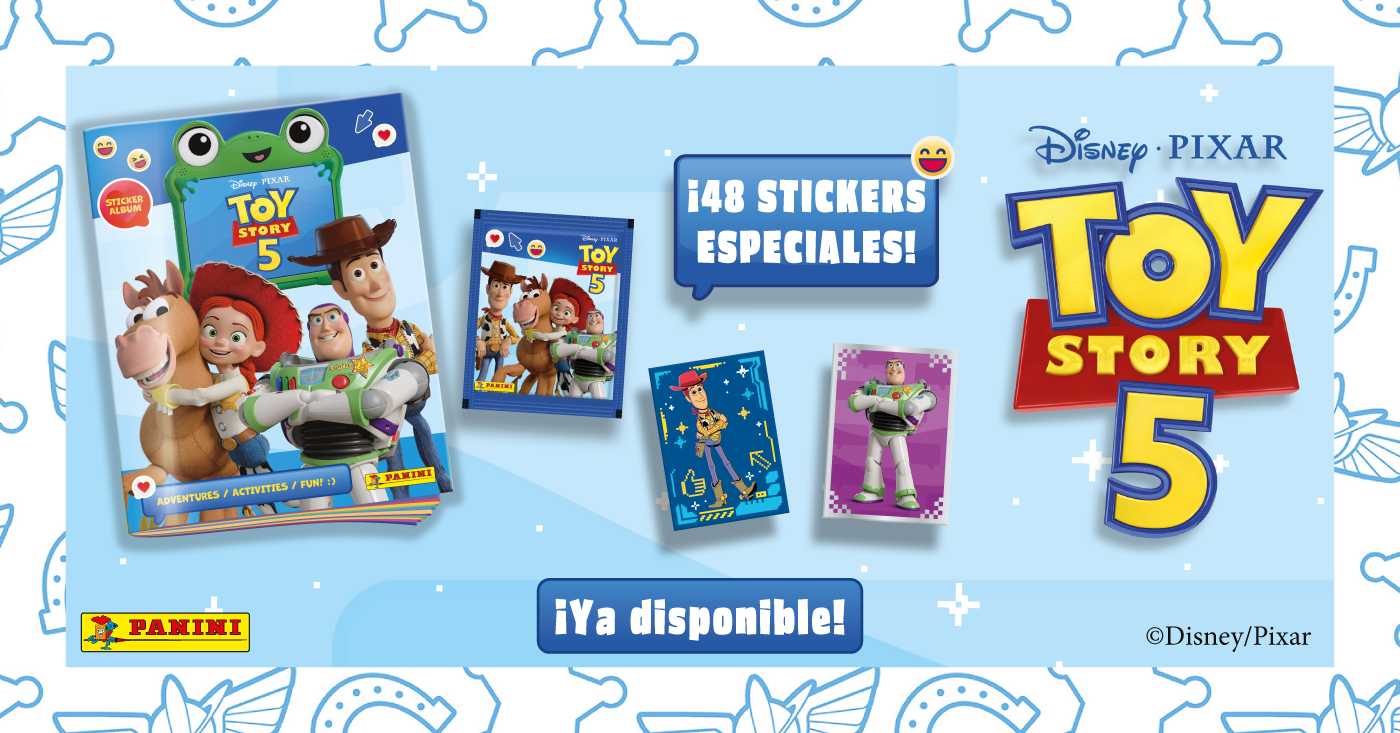 Álbum oficial Toy Story 5 2026 Panini Colombia con Woody, Buzz y Jessie