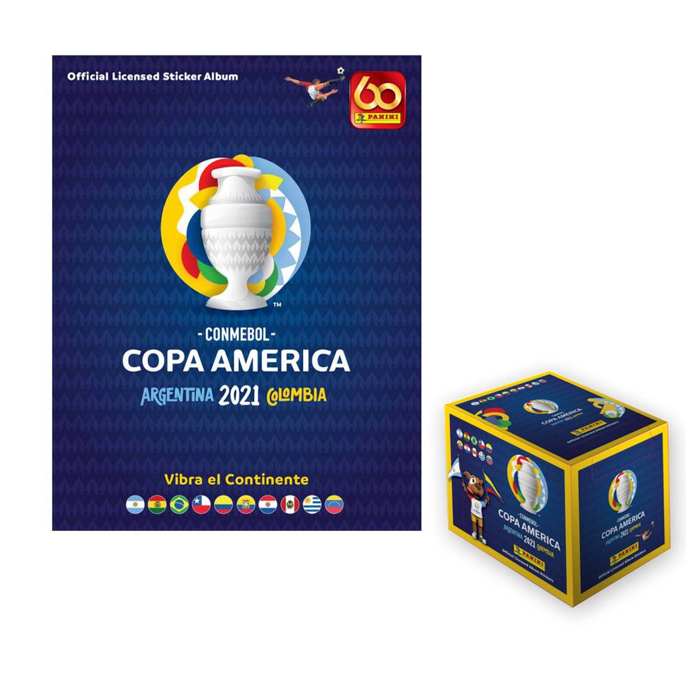 Combo CONMEBOL Copa América 2021 Álbum Tapa Dura + Caja De 50 Sobres